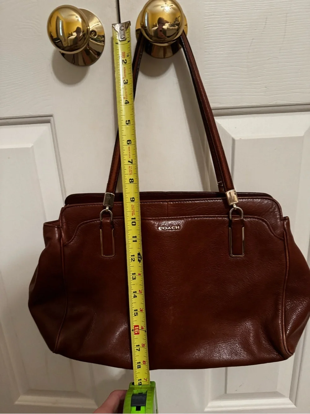 Coach Chestnut Brown Leather Shoulder Bag with Gold Hardware